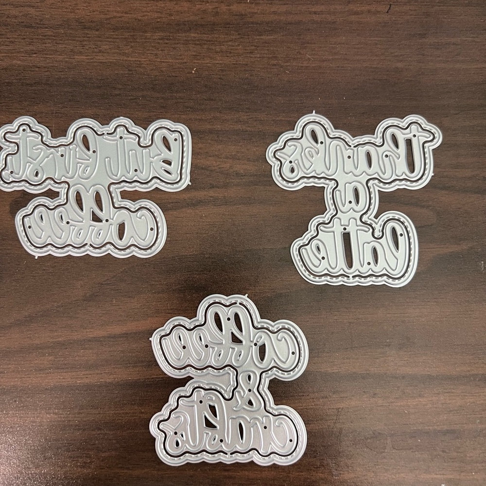 Coffee themed die set (3). Unknown brand. Not in original packaging.